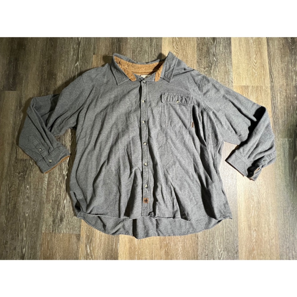 Legendary Whitetails Shirt Mens 5XL Grey Flannel Corduroy Trim Long Sleeve 3883